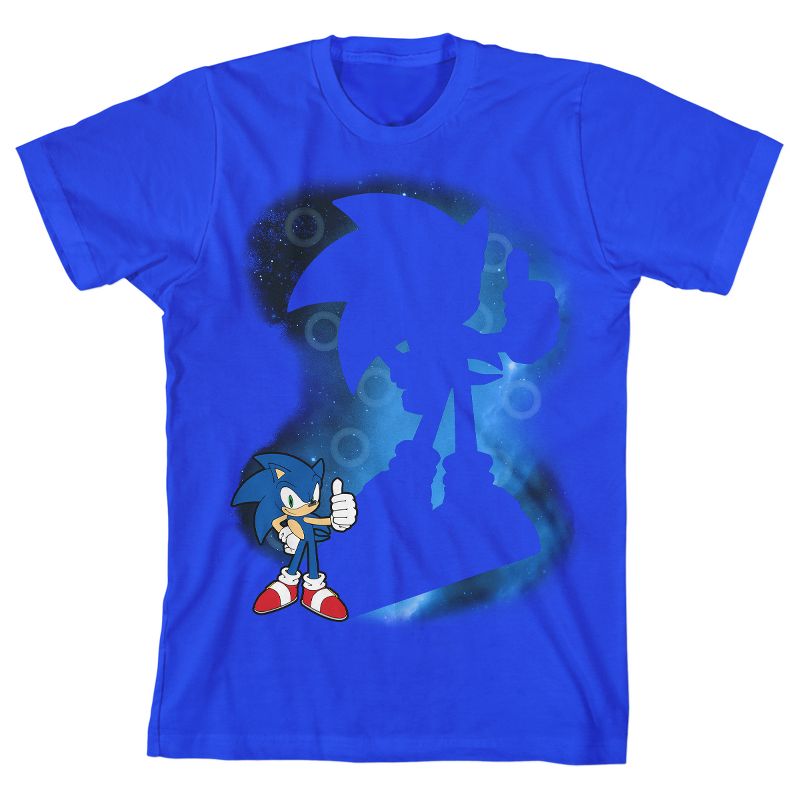 Sonic the Hedgehog Classic Sonic Shadow Cut-out Boy's Royal Blue T-shirt
