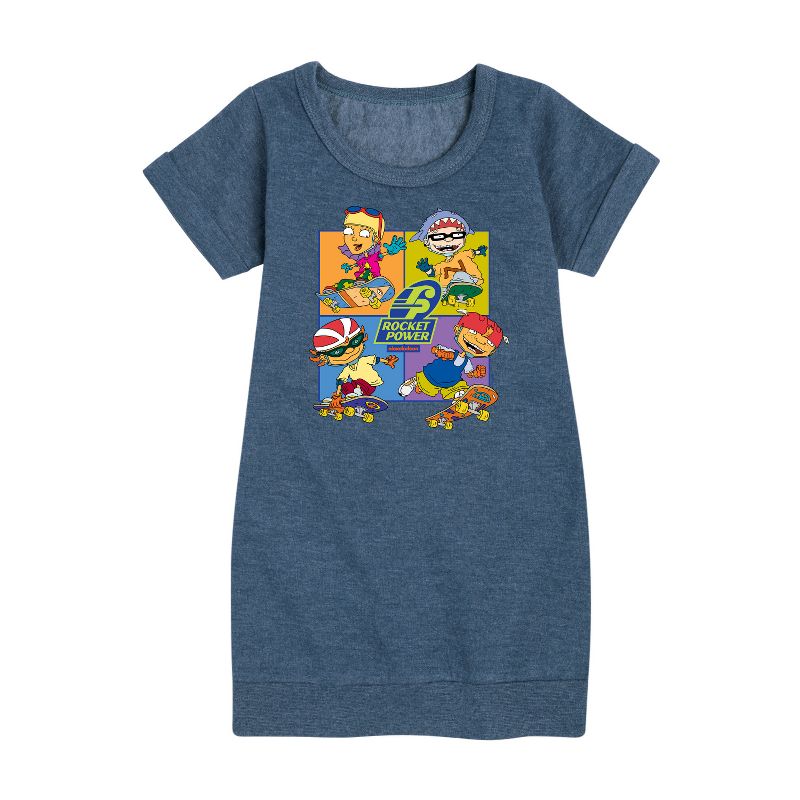 Girls' - Rocket Power - Skate Life Graphic Short Sleeve Fleece Dress