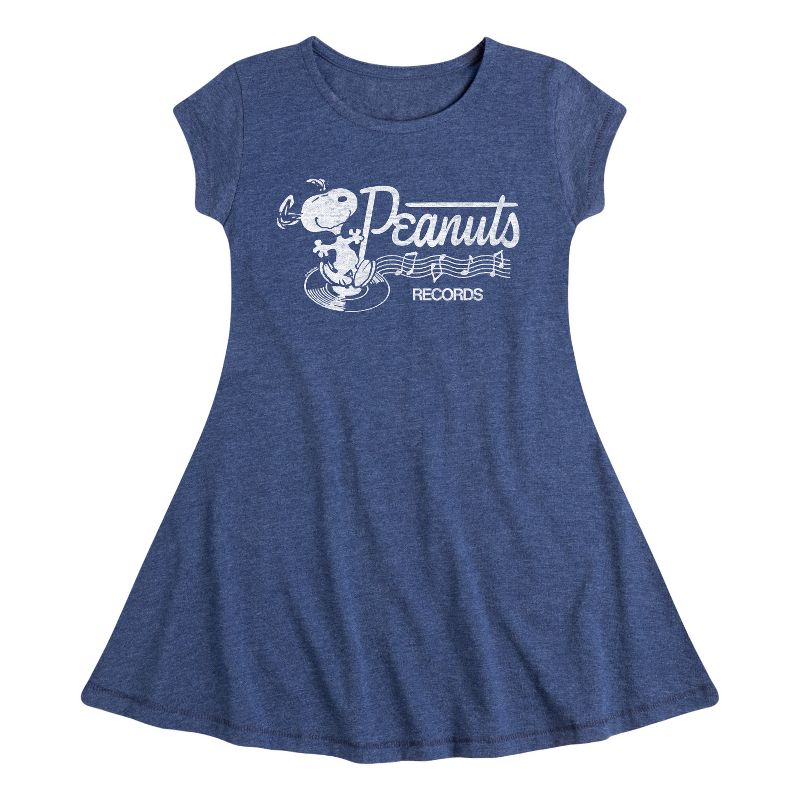 Girls' - Peanuts - Dancing Snoopy Fit & Flair Cap Sleeve Dress