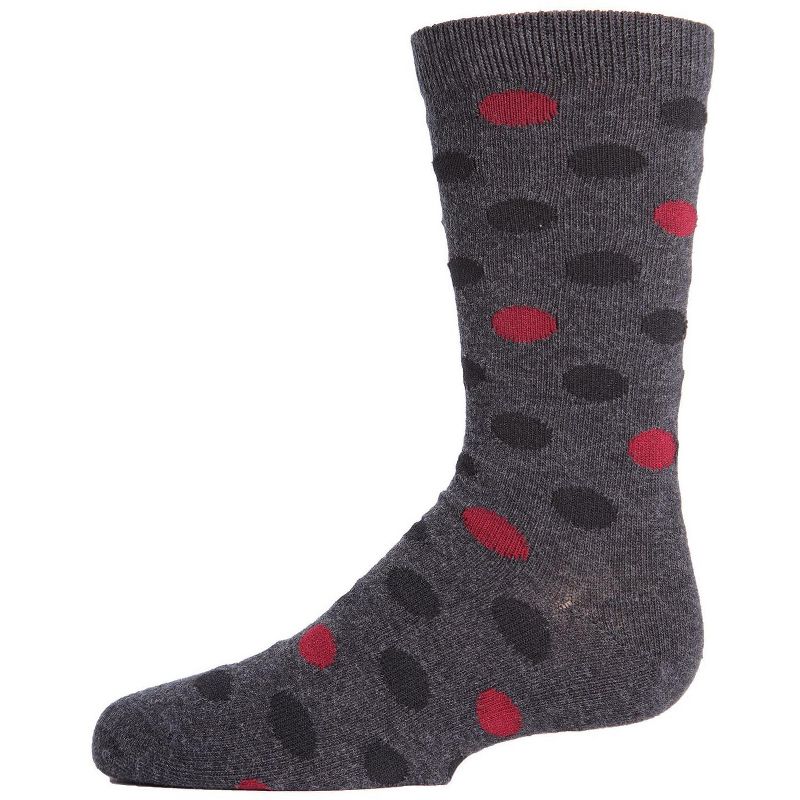 Memoi Boys' Spots and Dots Ribbed Cotton Crew Socks