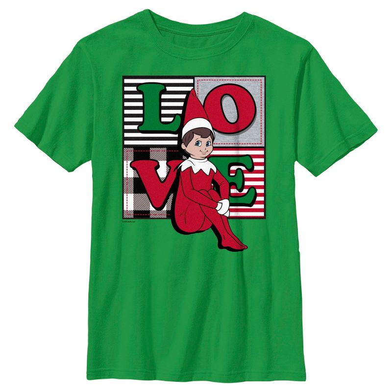 تي شيرت للأولاد مطبوع عليه عبارة "The Elf on the Shelf Plaid Love"