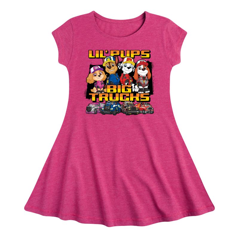 Girls' - Paw Patrol - Lil Pups Big Trucks Fit & Flair Cap Sleeve Dress