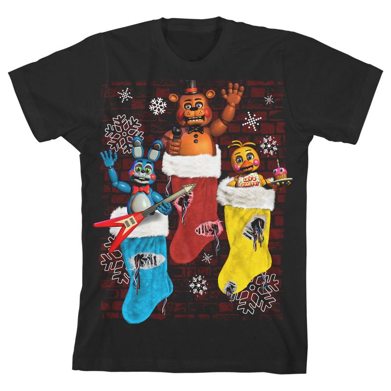 Five Nights at Freddy's Holiday Stocking Boy's Black T-shirt