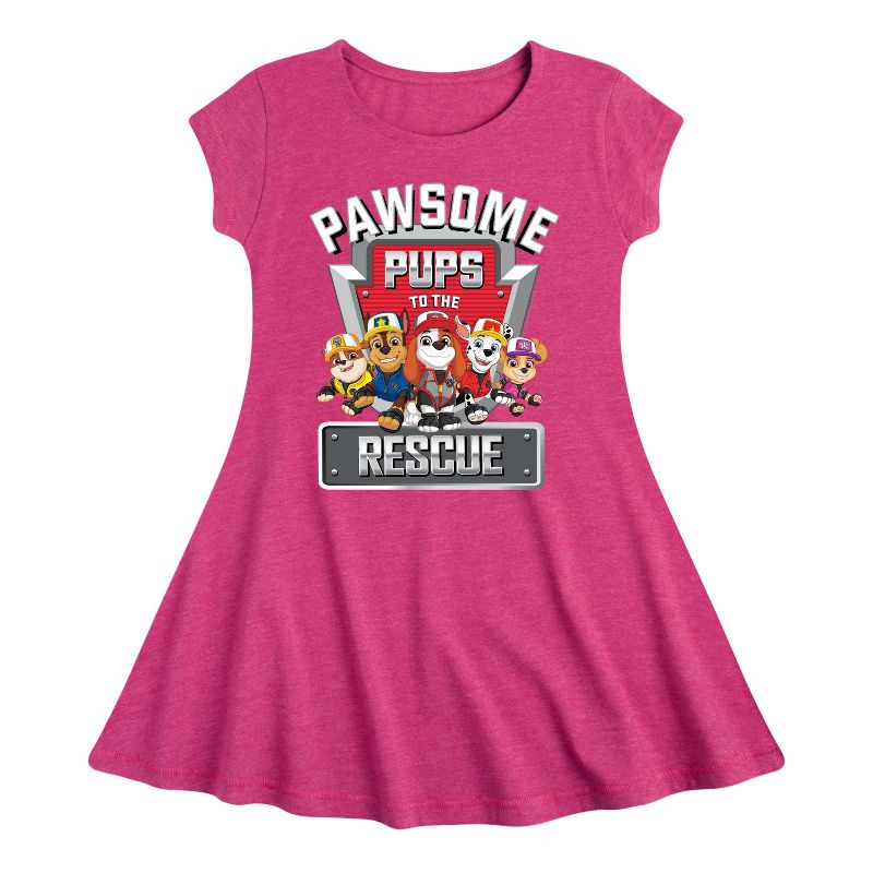 Girls' - Paw Patrol - Pawsome Pups To The Rescue Fit & Flair Cap Sleeve Dress