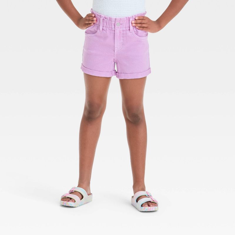Girls' High-Rise Paper Bag Cuffed Jean Shorts - Cat & Jack™