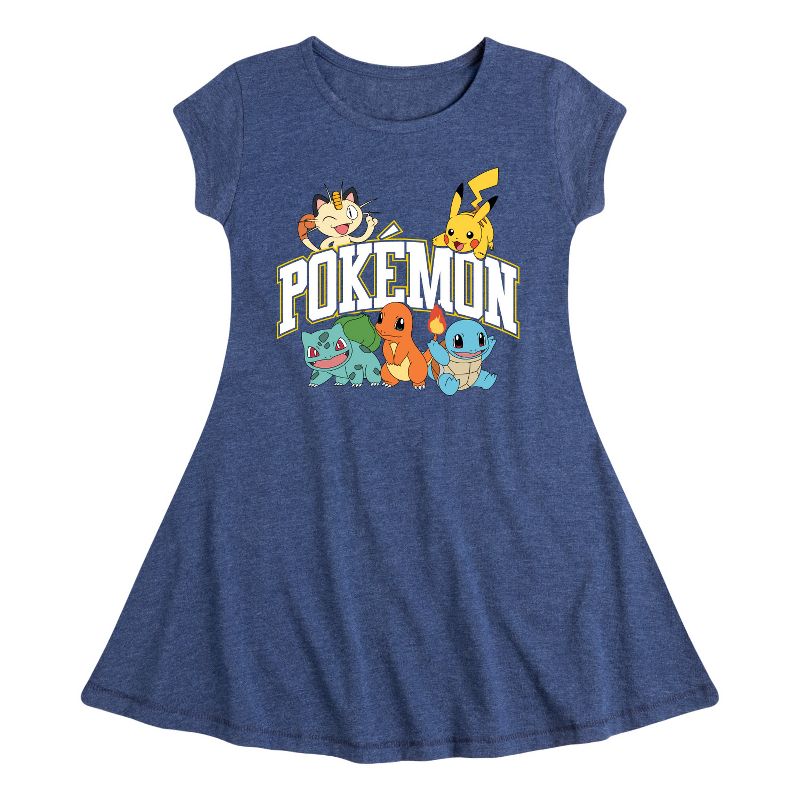 فستان سايدك بتصميم حلزوني وأكمام قصيرة للبنات - بوكيمون