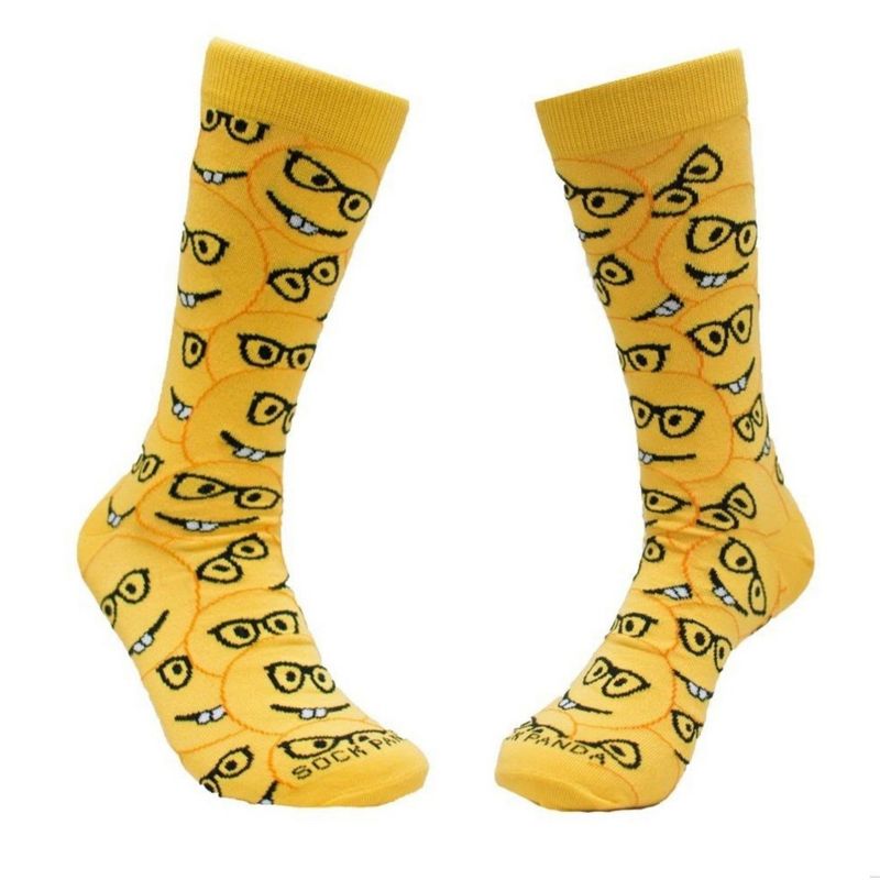Happy Nerd Face Emoji Socks from the Sock Panda (2 Sizes, Adult Large or Tween)