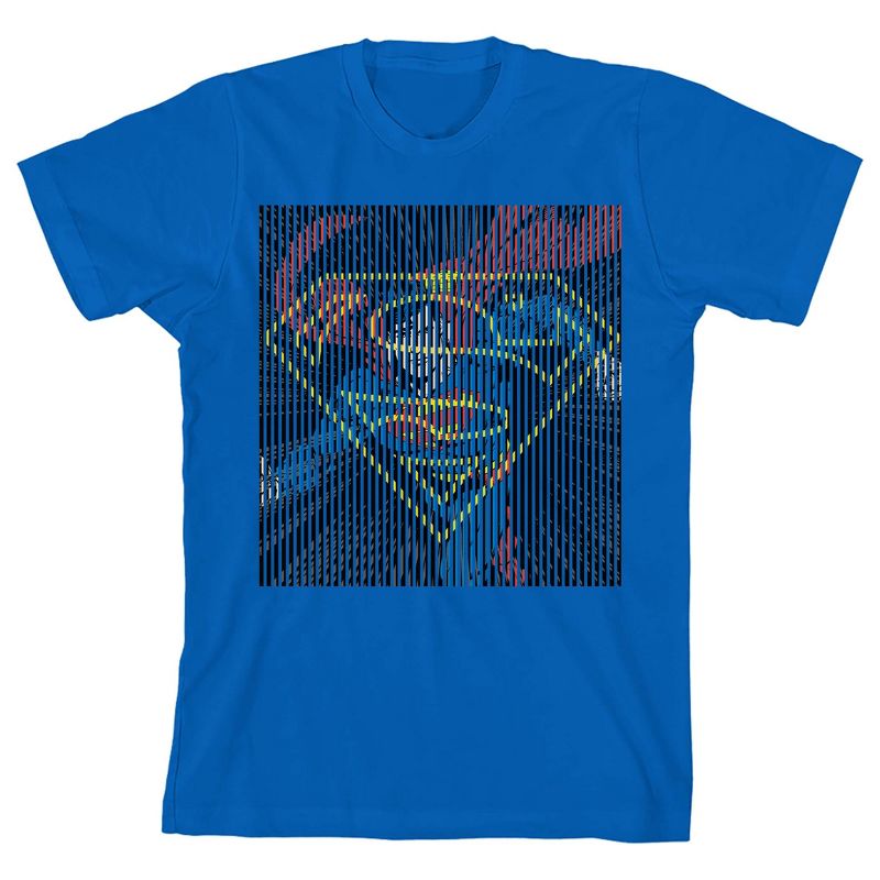 Superman Character and S Logo Youth Royal Blue Graphic Tee