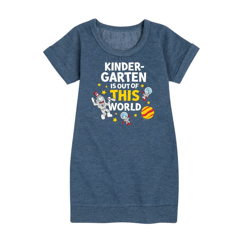 Girls' - Dr. Seuss - Kindergarten Out Of This World Graphic Short Sleeve Fleece Dress