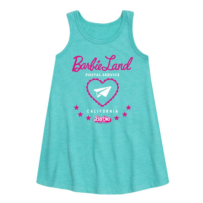 Girls' - Barbie - Barbie Land Postal Service California Graphic Sleeveless Aline Dress