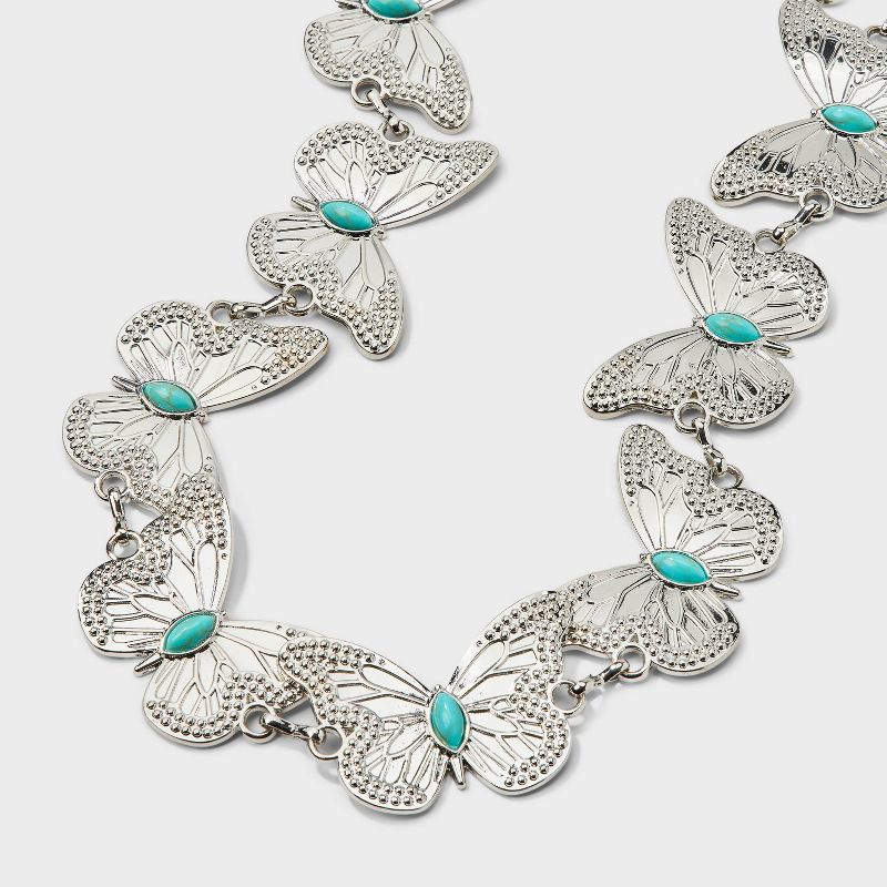 Girls' Butterfly Chain Belt - art class™ Silver