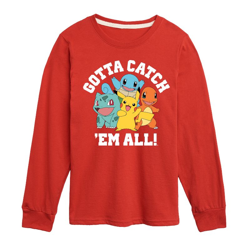 Boys' - Pokémon - Gotta Catch Em All Starters Long Sleeve Graphic T-Shirt