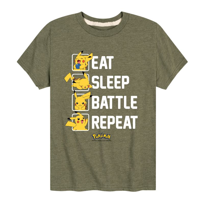 Boys' - Pokémon - Eat Sleep Battle Repeat Short Sleeve Graphic T-Shirt