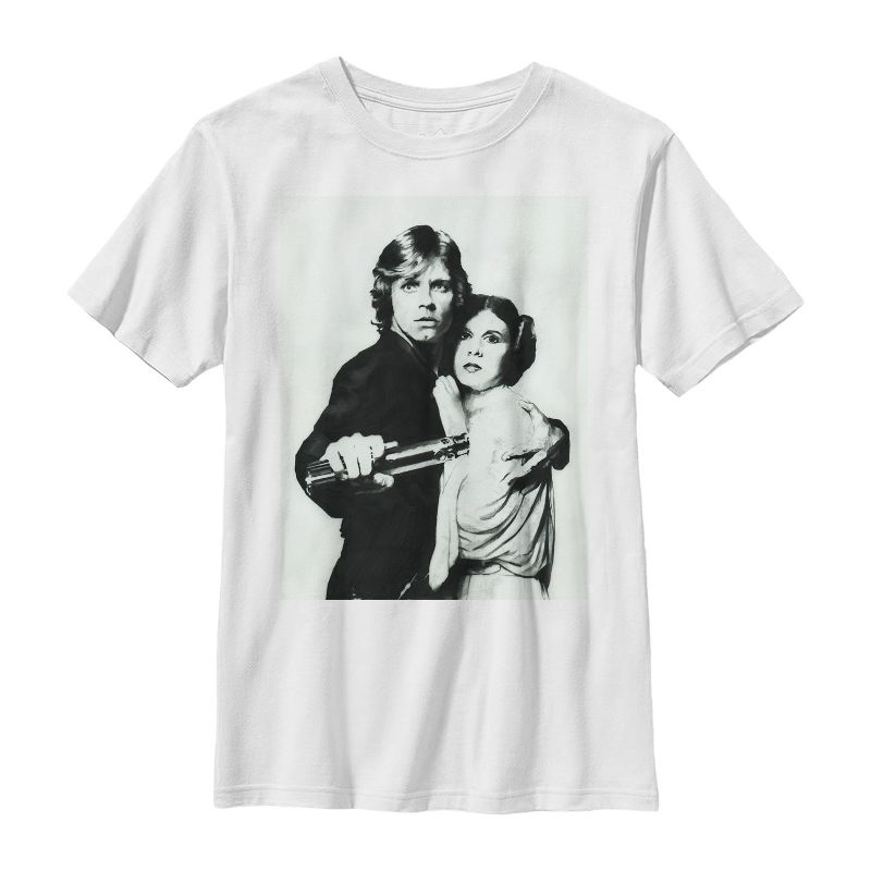 Boy's Star Wars Luke and Leia Grayscale T-Shirt