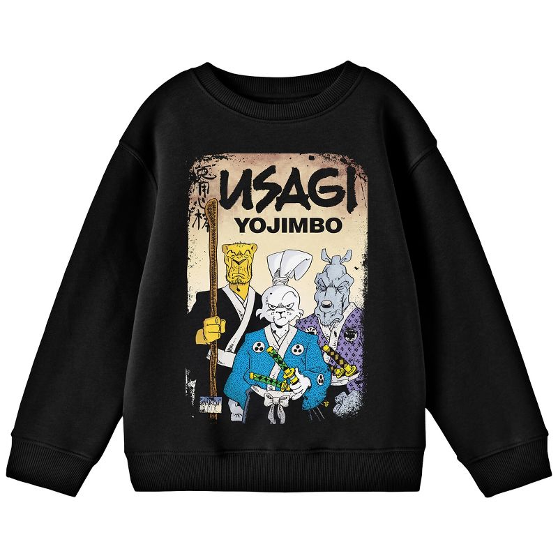 تي شيرت Usagi Yojimbo مع Gen وSanshobo Key Art للشباب باللون الأسود بأكمام طويلة