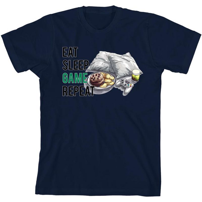 "Eat, Sleep, Game, Repeat" Youth Crew Neck Short Sleeve Tee