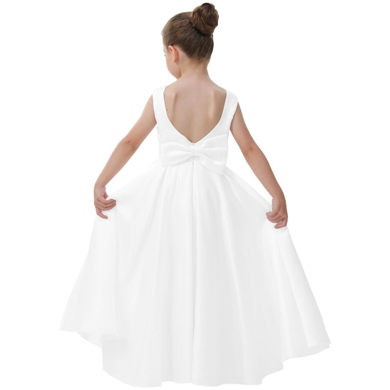 2Bunnies Girls' Satin Bow-Knot Sleeveless Maxi Dress
