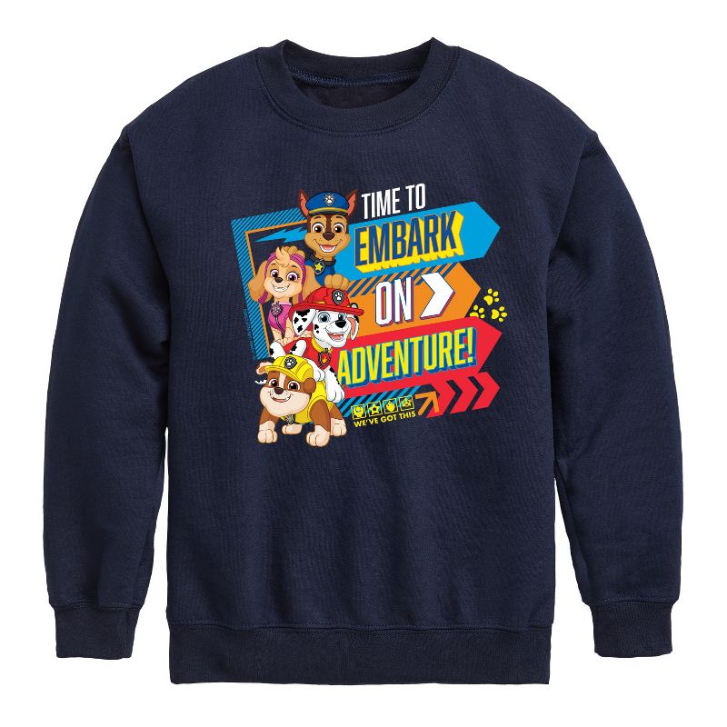 Boys' - Paw Patrol - Time To Embark On Adventure Graphic Long Sleeve Fleece Sweatshirt