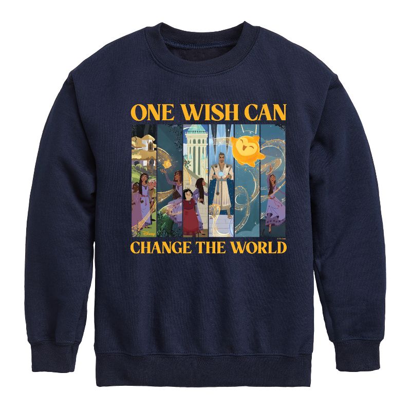 Boys' - Disney - One Wish Can Change The World Graphic Long Sleeve Fleece Sweatshirt
