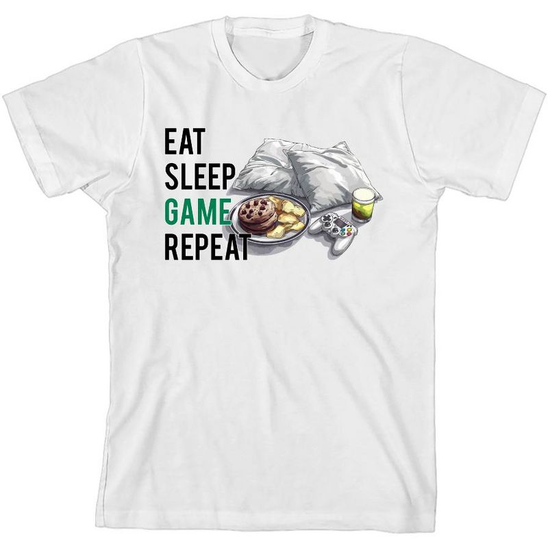 "Eat, Sleep, Game, Repeat" Youth Crew Neck Short Sleeve Tee