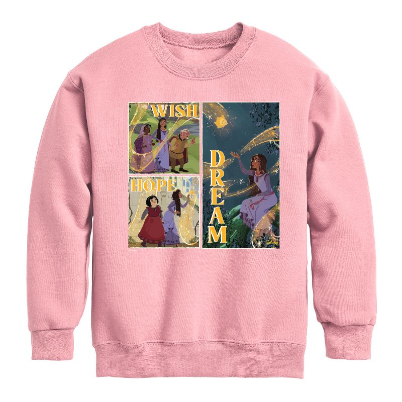 Boys' - Disney - Wish Hope Dream Grid Graphic Long Sleeve Fleece Sweatshirt