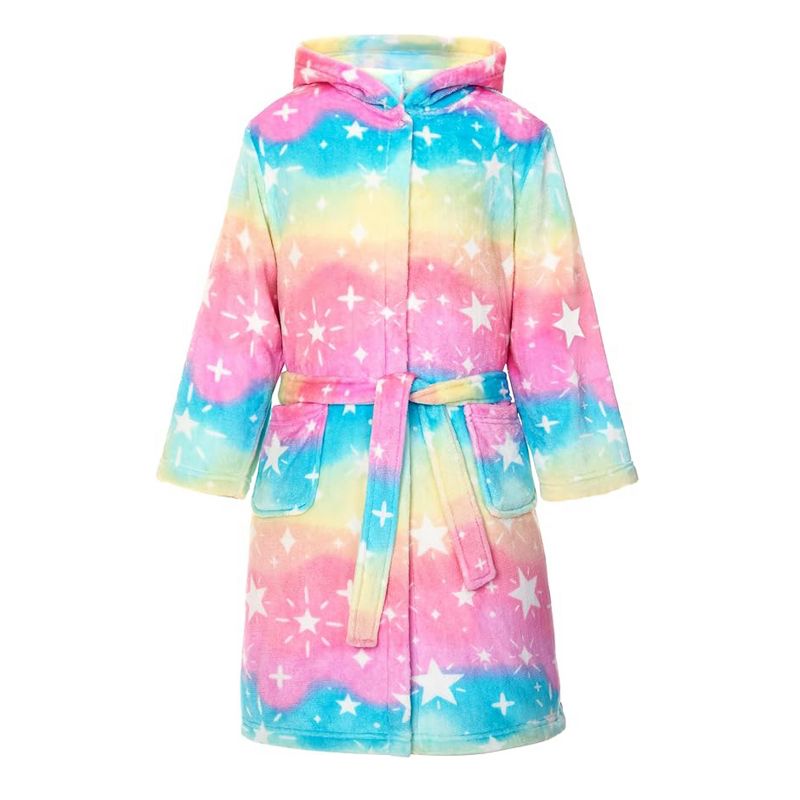 Joyfy Christmas Kids Rainbow Robes for Girls, Hooded Girls Bath Robe, Girls Christmas Pajamas