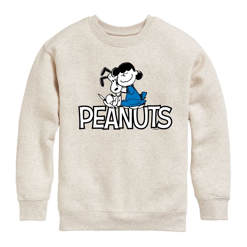 Boys' - Peanuts - Snoopy And Lucy Graphic Long Sleeve Fleece Sweatshirt