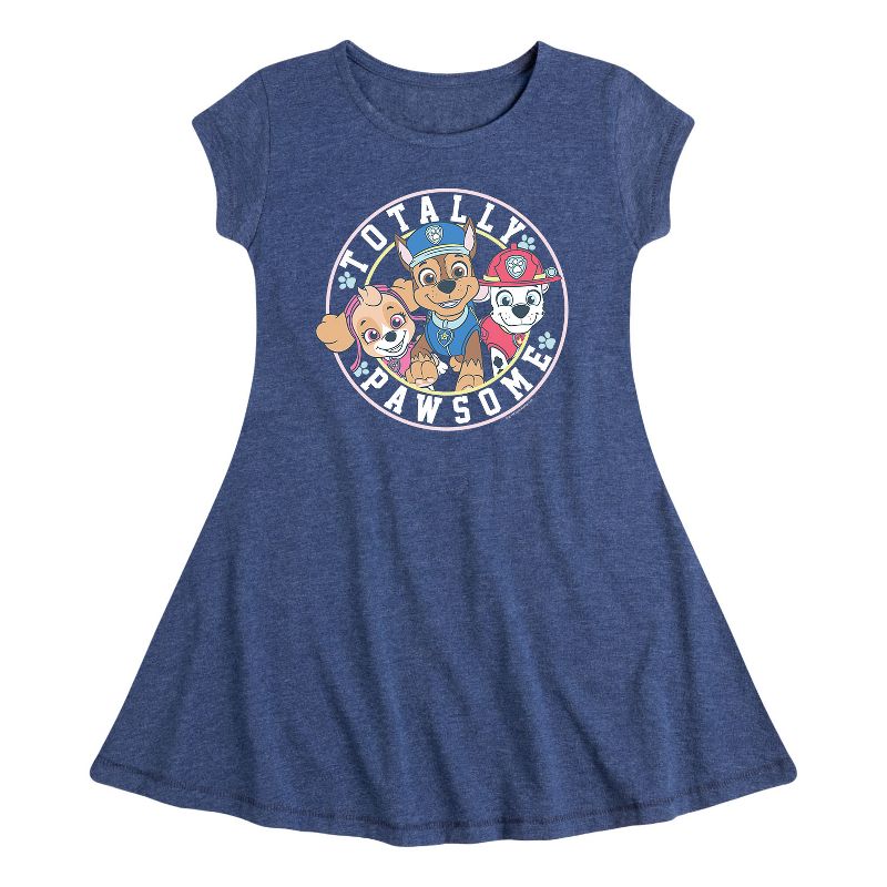 Girls' - Paw Patrol - Chase Skye Marshall Totally Pawsome Fit & Flair Cap Sleeve Dress