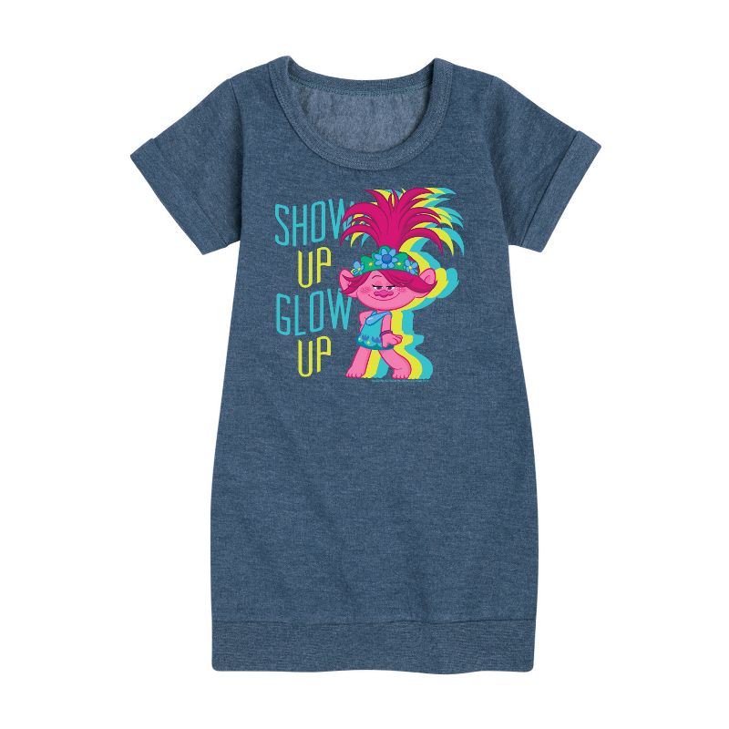 Girls' - Trolls - Show Up Glow Up Poppy Graphic Short Sleeve Fleece Dress