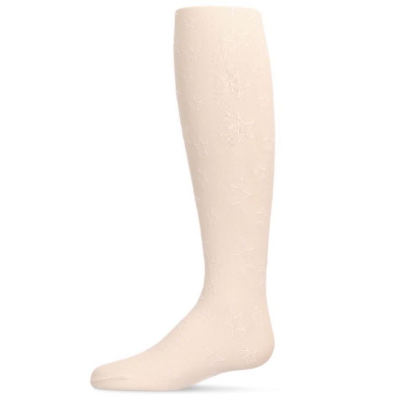 Memoi Girls' All Over Star Flocked Opaque Tights