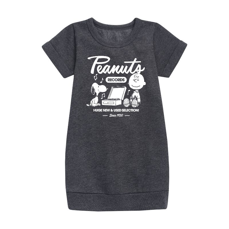 Girls' - Peanuts - Charlie Brown Records Graphic Short Sleeve Fleece Dress