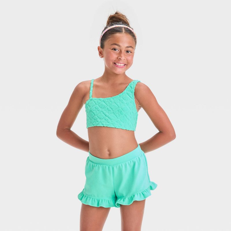 Girls' Park to Pool Solid Bikini Set - Cat & Jack™ Teal Green