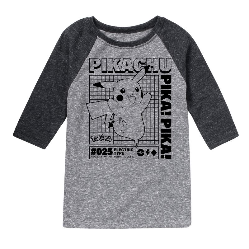 Boys' - Pokémon - Pikachu Info Chart Raglan Graphic T-Shirt