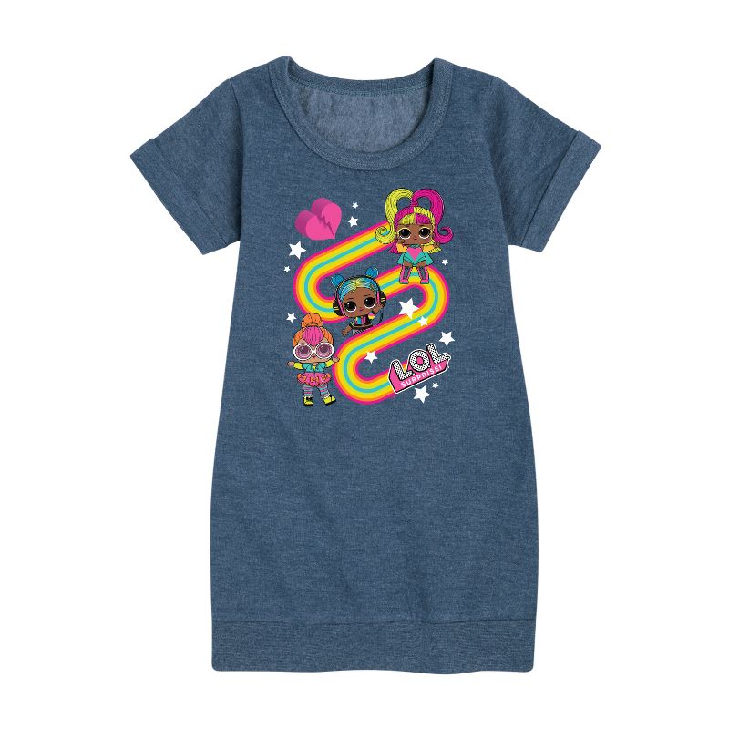 Girls' - LOL Surprise! - Glow Grrrl, Neon QT, & Beats Babe Graphic Short Sleeve Fleece Dress