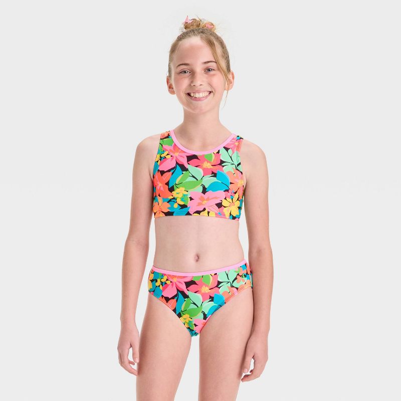 Girls' Island Vacay Floral Bikini Set - Cat & Jack™ Black
