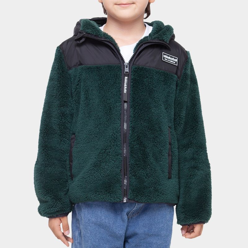 Rokka&Rolla Boy's Faux Shearling Jacket Fleece Hooded Coat