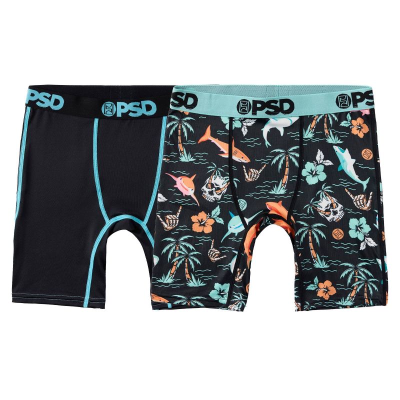 PSD Boys' 2pk Jaw Some Printed Boxer Briefs - Blue/Black