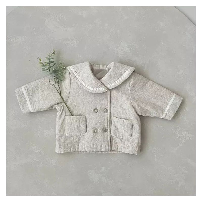 MyKids-Usa Baby Plaid Pattern Solid Color Lapel Design Cute Style Quilted Coat