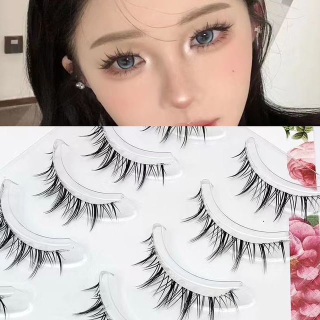 Lashie, Set of 5 Pairs: Natural Wispy Clear Band False Eyelashes