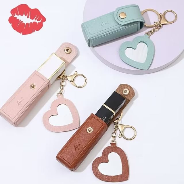 Buttermilk, Portable Lipstick Case With Mirror / Keyring / Bag Charm