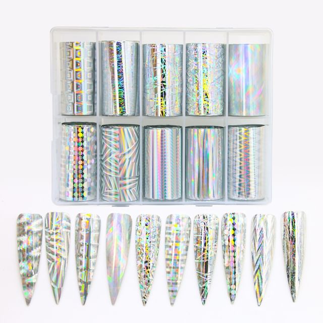 dainlili, Set of 10: Holographic Nail Art Stickers (Various Designs)