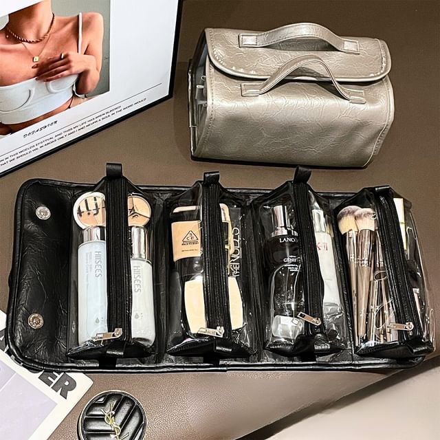 Miumi, Faux Leather Rolling Travel Makeup Bag