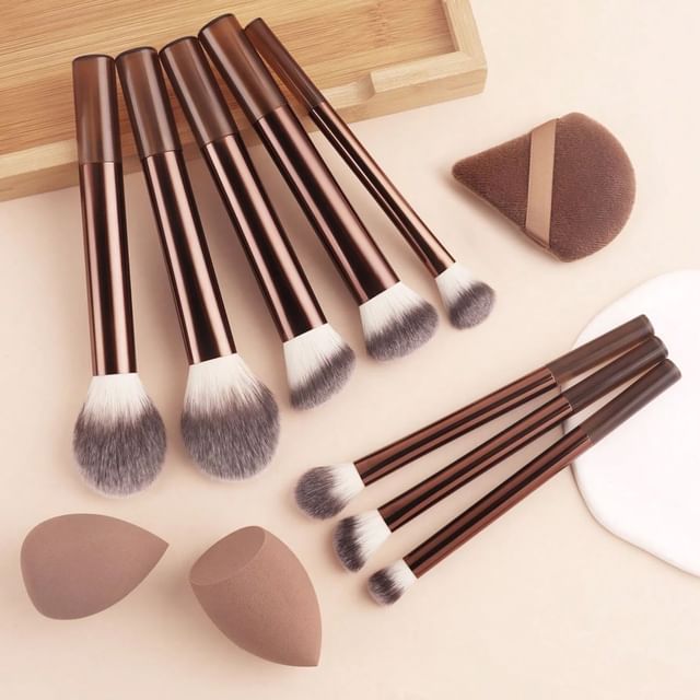 Stroke of Beauty, Set of 11: Makeup Brush + Makeup Blender Beauty Sponge + Triangle Powder Puff