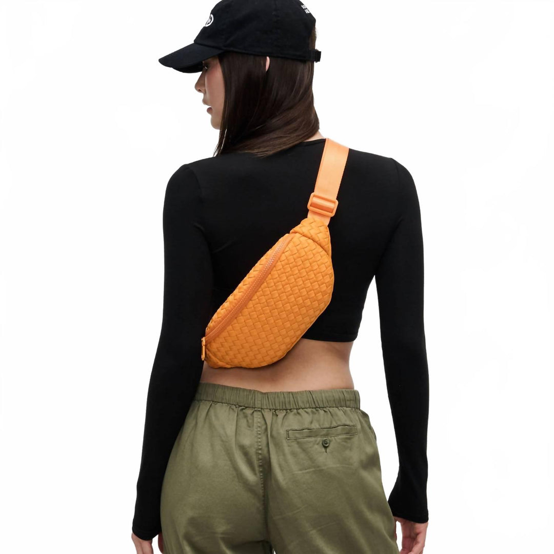 women's aim high woven neoprene belt bag in orange