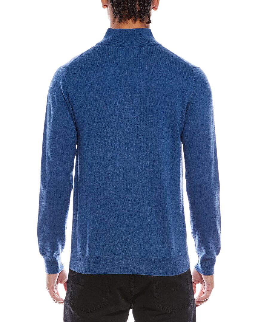 rib detail wool & cashmere-blend 1/4-zip mock neck sweater