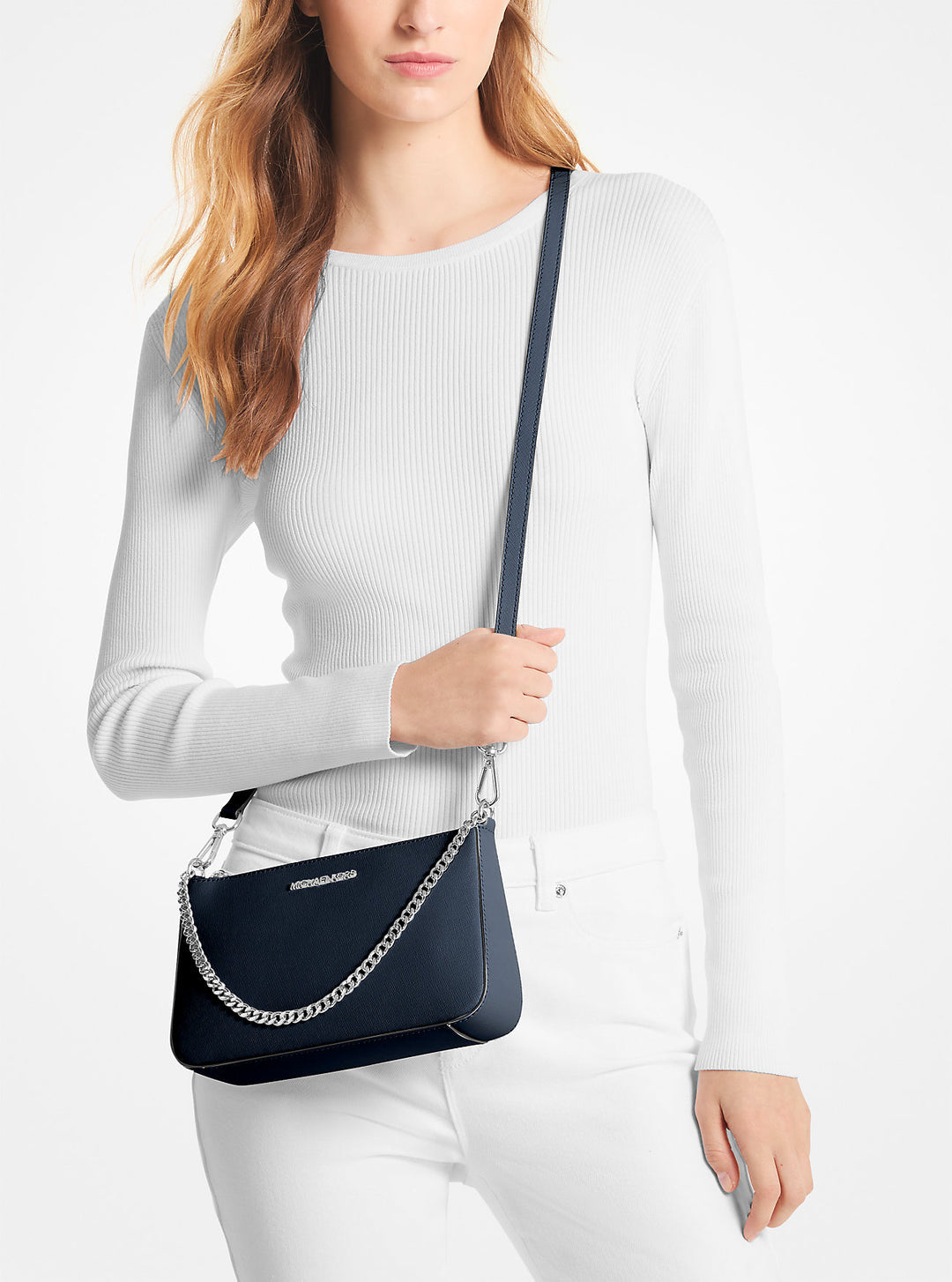 jet set medium saffiano leather crossbody bag