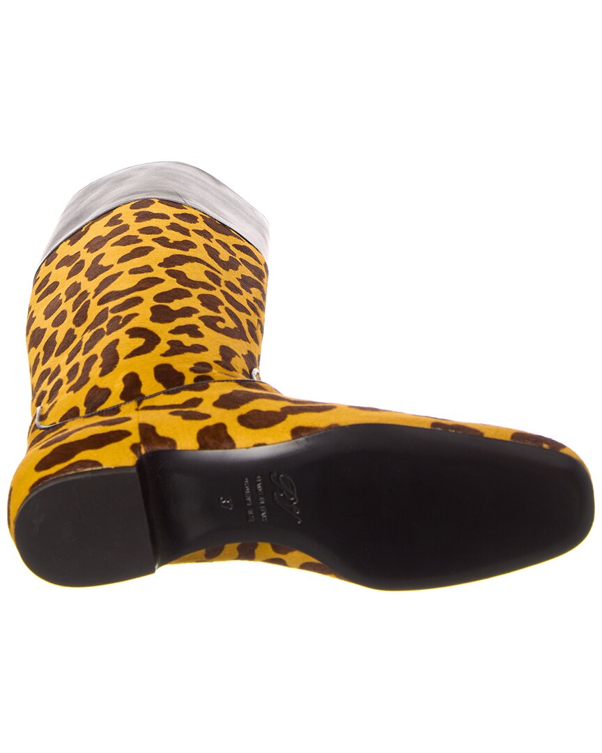 haircalf & leather knee-high boot