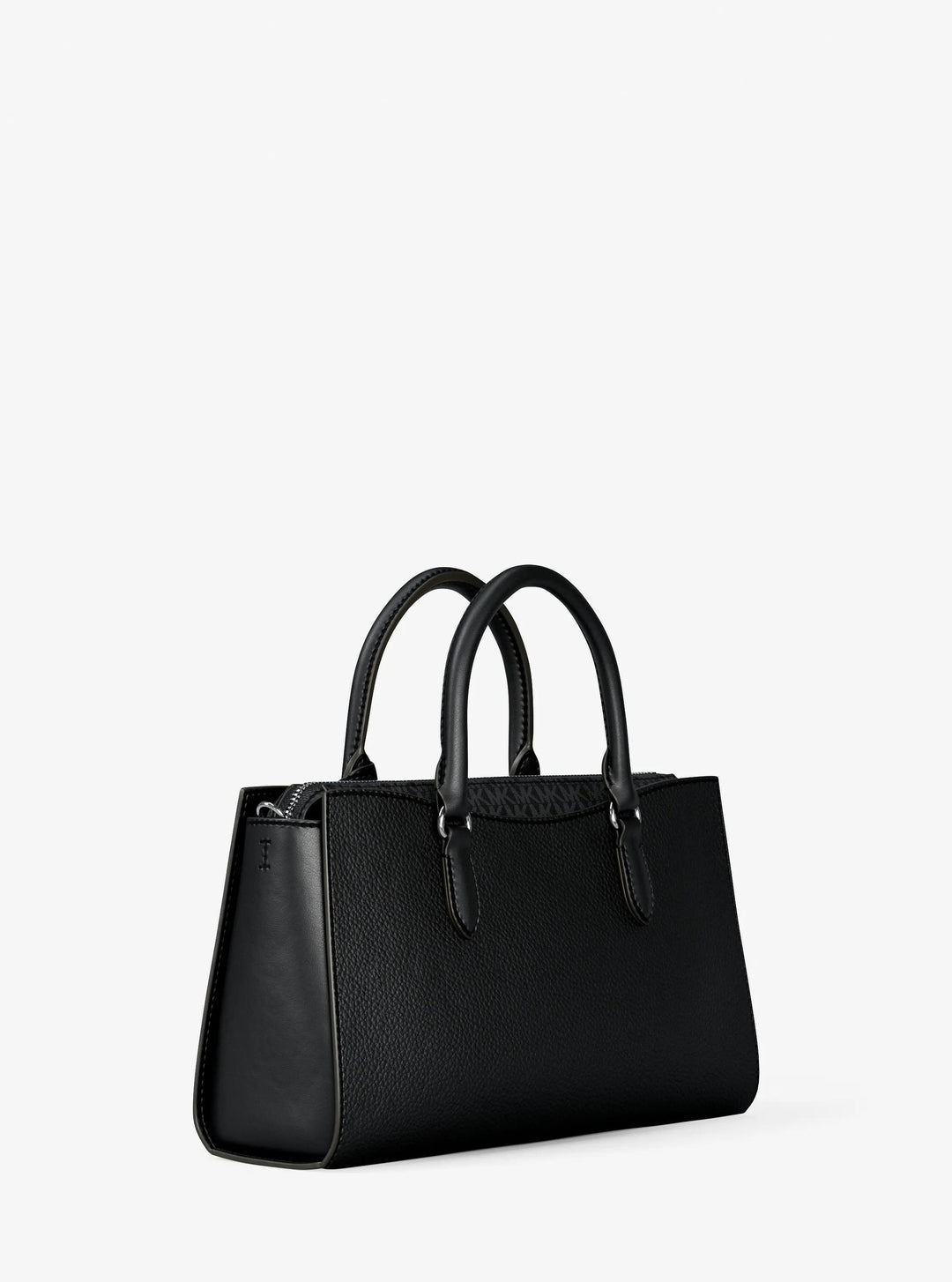 arden medium pebbled leather and signature logo top-zip satchel