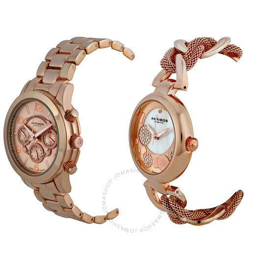 Akribos Xxiv, Rose Gold Tone Stainless Steel Watch Set AK676RG