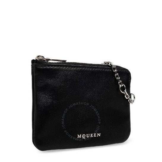 Alexander Mcqueen, Black / Silver Ladies Leather Sling Card Holder